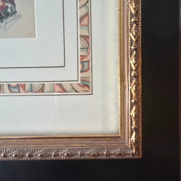 Vintage framed Santa Christmas chromolithograph print - Picture 2 of 7